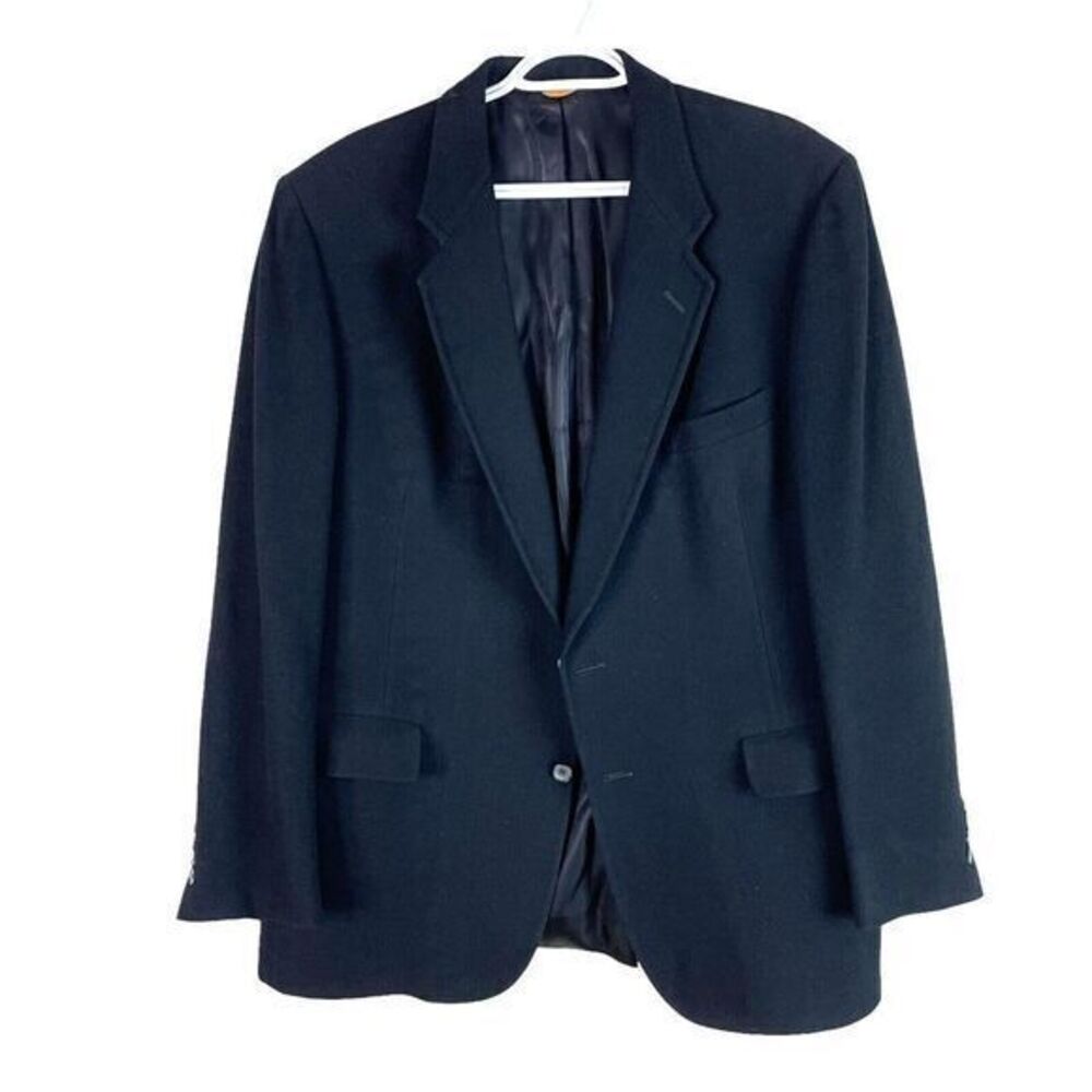 Hart Schaffner Marx Gold Trumpeter Cashmere Blazer Jacket Sport Coat 44R Black‎
